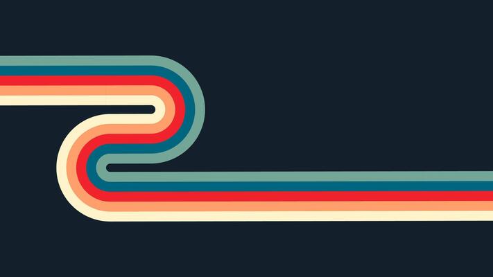 Retro 1970s Abstract Vector Background, Colorful Geometric Shapes and Lines, Vintage Seventies Pattern Design, Minimalist Artwork