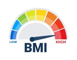 Comprehensive Body Mass Index BMI Meter Vector Illustration Displaying Weight Categories from Low to High