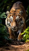 AI generated Close up of Sumatran Tiger in the nature. photo