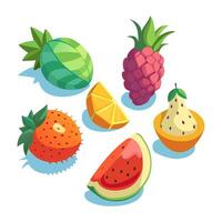 a set of tropical fruits on a white background vector