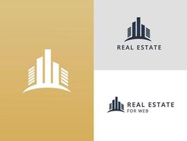 marca logo real bienes. minimalista plantilla, elegante elemento edificios con texto vector