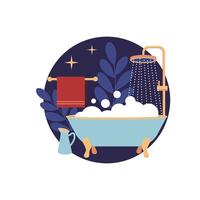 Element Warm bath before bed for relax. The logo for night infographic vector