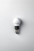 AI generated Light bulb on a white background. Copyspace. The concept of creativity and innovation. photo