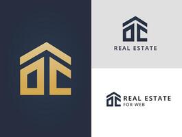 Luxury Real Estate. Golden Logo Template, combination of letters o and c vector