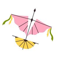 Kite, colorful, cartoon kite on a white background vector