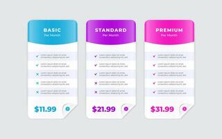 Vector modern pricing table design template