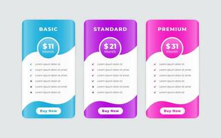 Vector modern pricing table design template