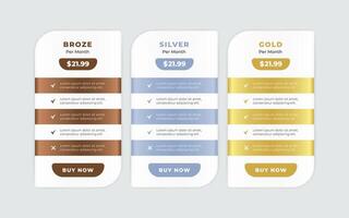 Vector modern pricing table design template