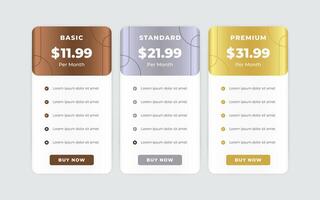 Vector modern pricing table design template