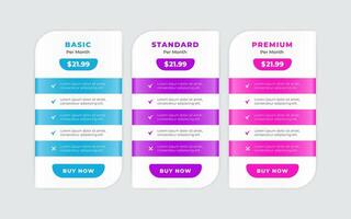 Vector modern pricing table design template