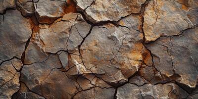 AI generated Stone background for design. Brown rock texture with cracks. photo