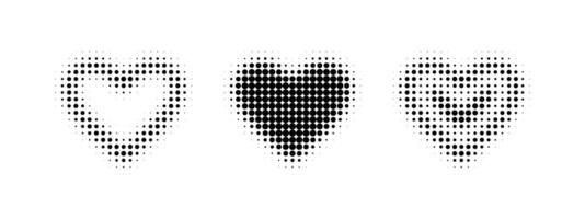 Illustration Of A Simple Set Of Heart Symbols With Halftone Texture Effect Vector Clipart