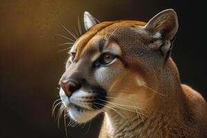 ai generado majestuoso Puma en el bosque foto