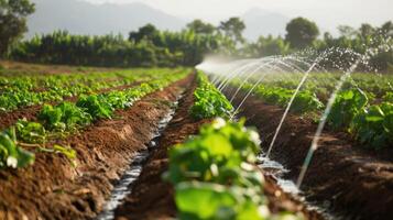 AI generated Precision irrigation systems and agricultural practices contributing to the efficient use of water in agriculture. photo