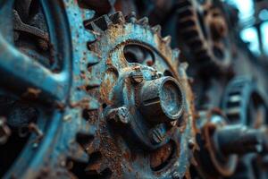 AI generated A close up of gears photo
