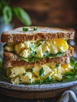 AI generated Delicious egg salad sandwich. photo