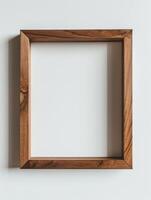 AI generated A wooden frame on a white wall photo