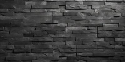 AI generated Black decorative cement brick wall, brickwork background for design photo