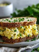 AI generated Delicious egg salad sandwich. photo