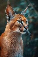 AI generated Portrait desert cats Caracal or African lynx photo