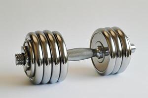 AI generated Stainless metal dumbbell photo