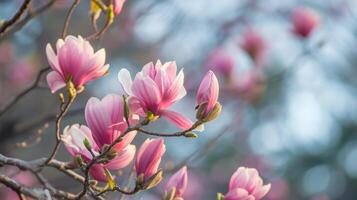 AI generated Magnolia blossoms indicate the arrival of spring photo