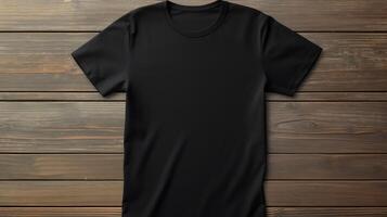 AI generated Realistic black t shirt mockup template for front and back design print with high quality details photo