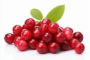 AI generated Fresh and juicy ripe cranberry fruit isolated on a clean white background   high quality stock photo