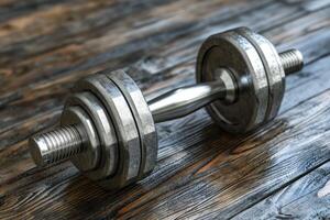 AI generated Stainless metal dumbbell photo