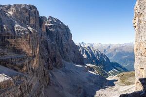 Panoramic view of famous Dolomites mountain peaks, Brenta. Trentino, Italy photo