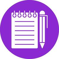 Notebook Glyph Circle Icon vector
