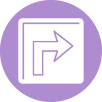 Turn Right Glyph Circle Icon vector