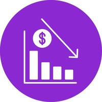 Business Decline Glyph Circle Icon vector