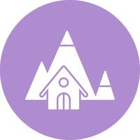 Mountain House Glyph Circle Icon vector
