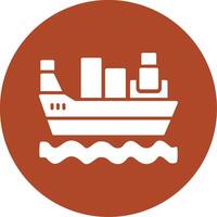 Cargo Ship Glyph Circle Icon vector