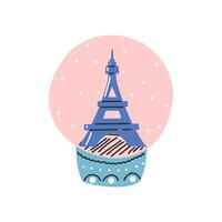 Glass layer with eiffel tower. Symbol of love, romance. Design for Valentine's Day. vector