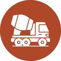 Concrete Mixer Truck Glyph Circle Icon vector