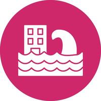 Tsunami Glyph Circle Icon vector