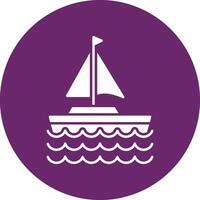 Sail Boat Glyph Circle Icon vector