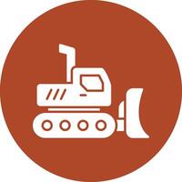 Excavator Glyph Circle Icon vector