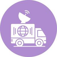 News Van Glyph Circle Icon vector