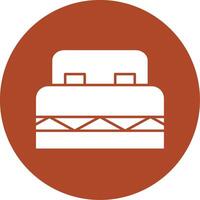 Double Bed Glyph Circle Icon vector