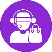 Customer Service Agent Glyph Circle Icon vector