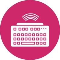 Wireless Keyboard Glyph Circle Icon vector