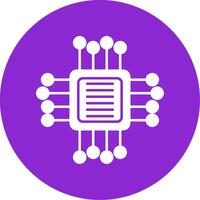 Computer Chip Glyph Circle Icon vector