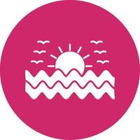 Sunset Glyph Circle Icon vector