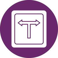 T Junction Glyph Circle Icon vector