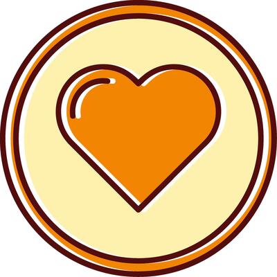 Heart filled Sliped Retro Icon