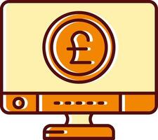 Pound filled Sliped Retro Icon vector