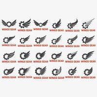 wings icon set vector